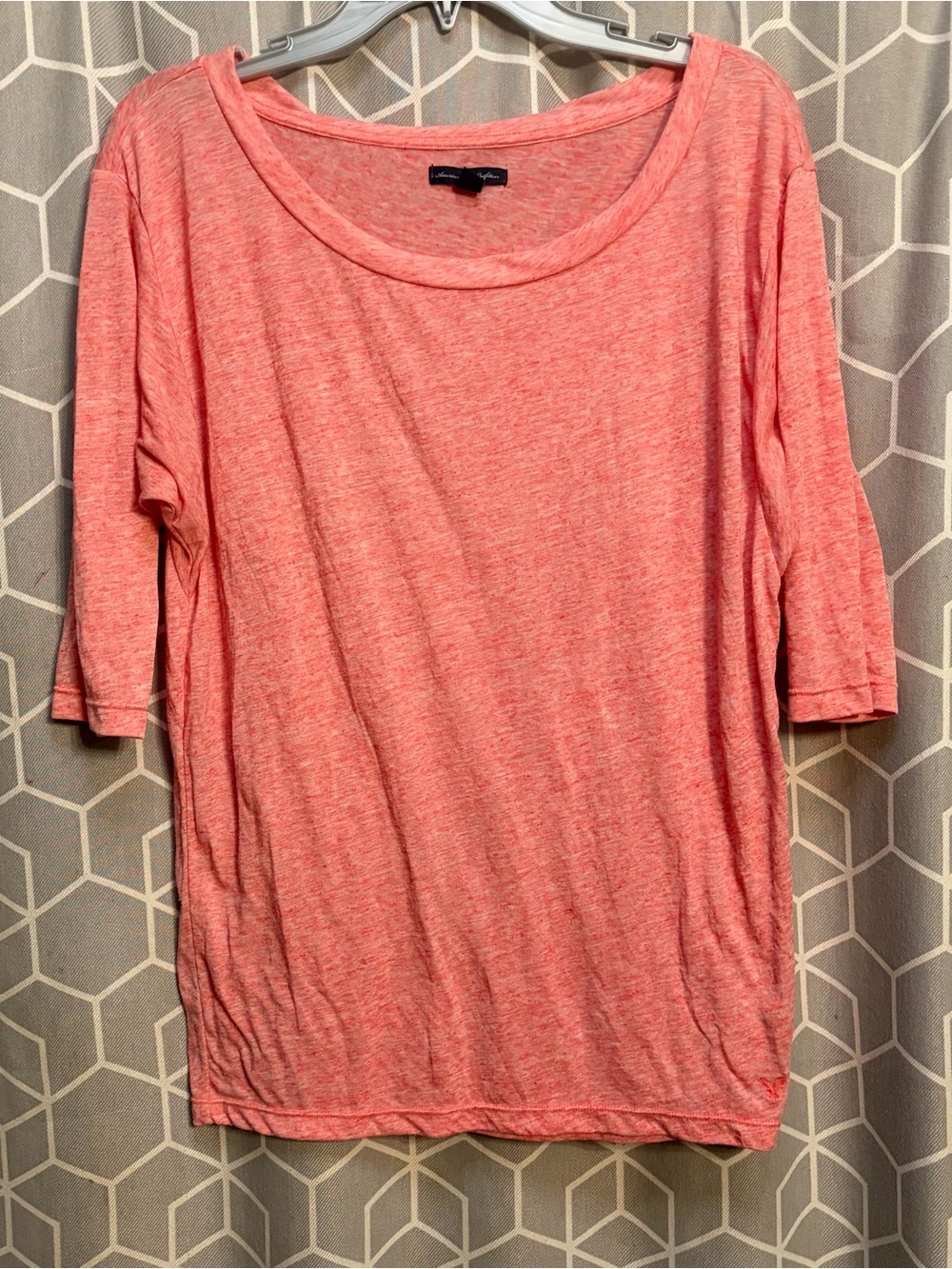 American Eagle Outfitters Coral Scoop Neck Short Sleeve Top
